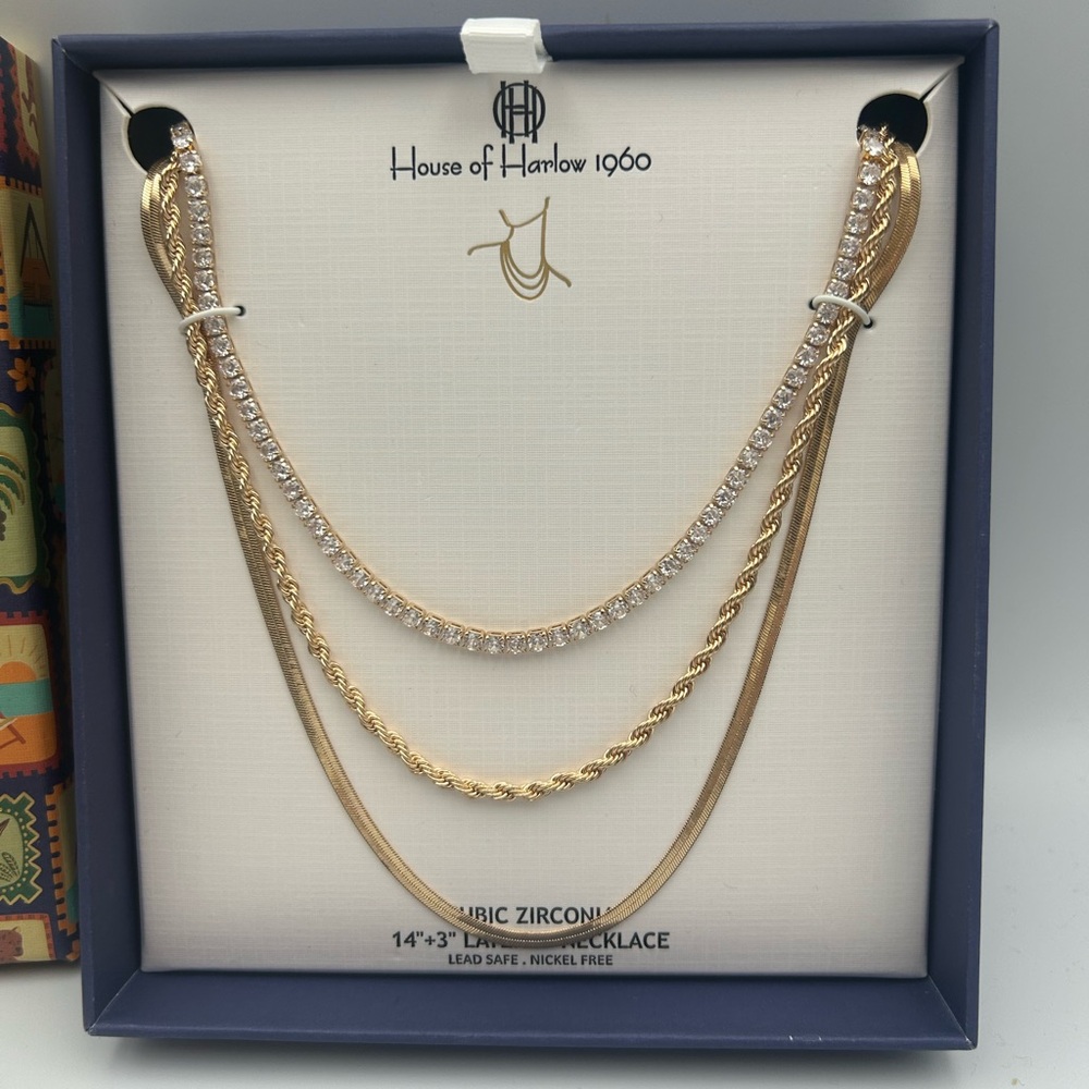 *New* House of Harlow 1960 Gold Layered Necklace - Picture 3 of 8